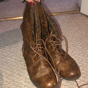 Brown combat boots